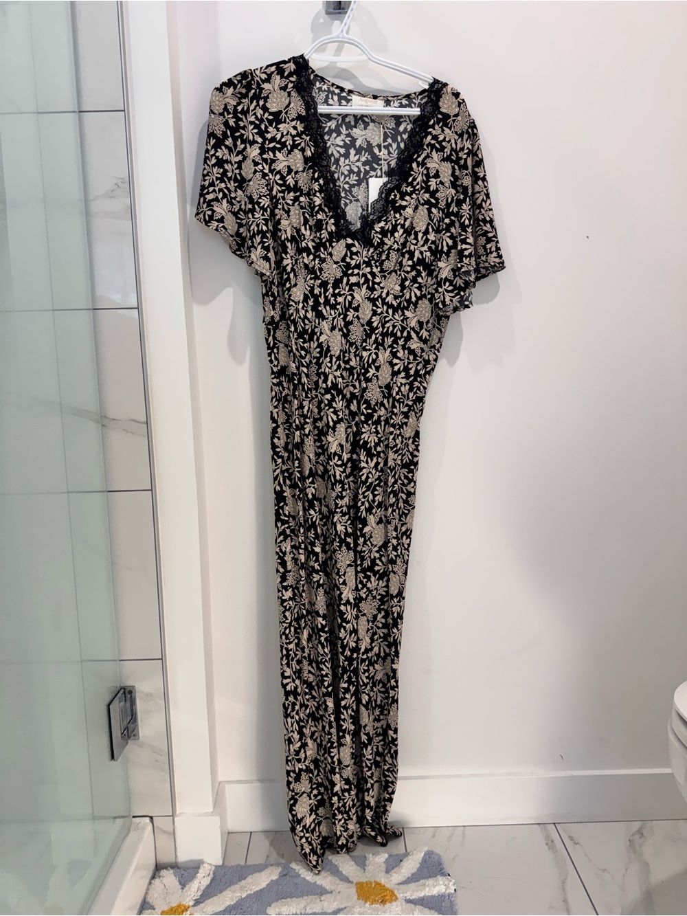 Auguste The Label Black and Cream Floral Maxi Dress